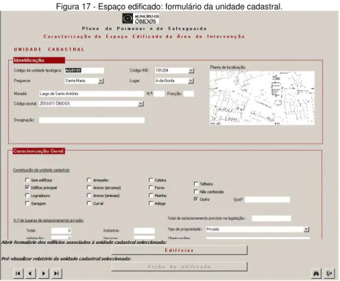 Figura 18 - Espaço edificado: formulário do edifício.