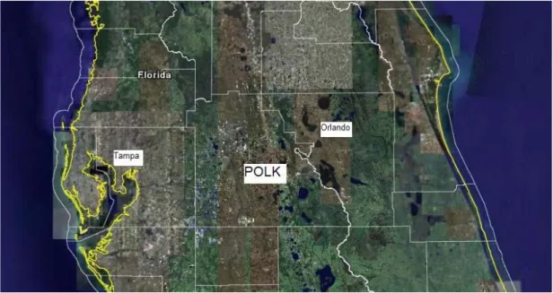 Figura 4 – Localização de Polk no estado da Florida (fonte: Google Earth, 2006) 