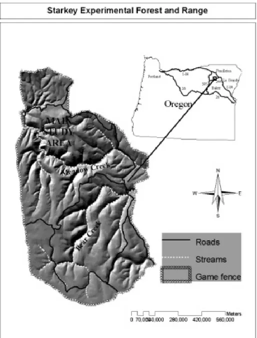 Figure 8: The Starkey Project is located within the Starkey Experimental Forest and Range in the  Blue Mountains, northeast Oregon