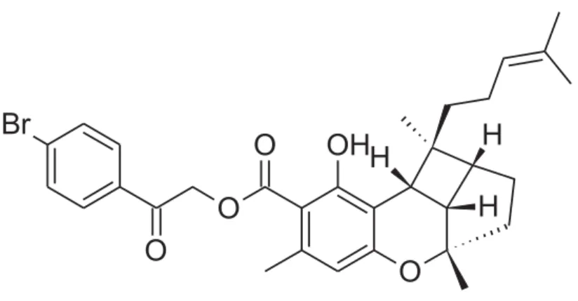 Figura 4  – Estrutura do ácido rododauricromânico A isolado de Rhododendron dauricum, um  cromano natural com potente atividade sobre a protease aspártica do HIV (Kashiwada et al