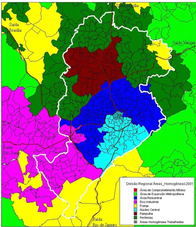 FIGURA 9: Divisão Regional das Áreas Homogêneas em Belo Horizonte 