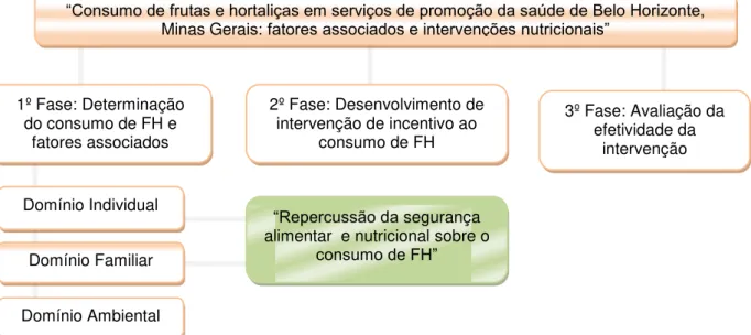 Figura 2 - Fluxograma do Projeto  “Consumo de Frutas e Hortaliças em Serviços de  Promoção da Saúde de Belo Horizonte, Minas Gerais: Fatores Associados e 