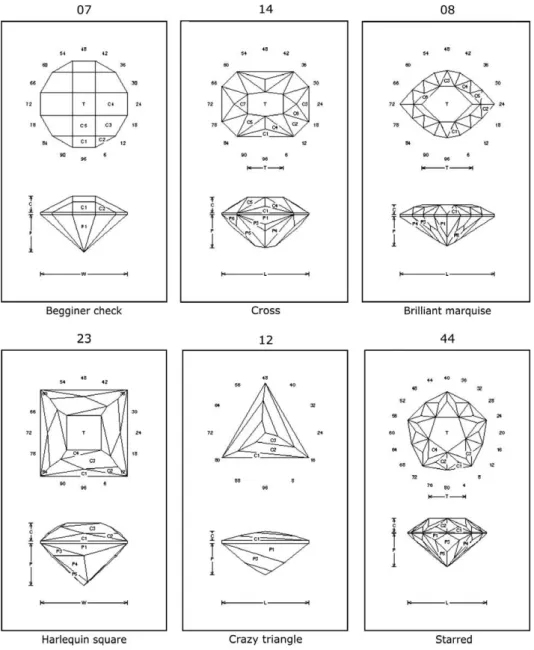 Fig. 6. Some lapidary models studied in this work.