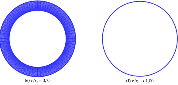 Figura 3.8. Geometria anular concêntrica gerada através da Transformação Conforme dada pela Eq