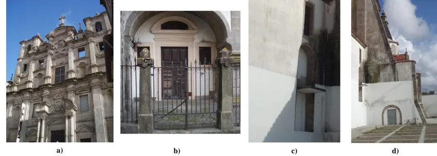 Figura 32: a); b); c) e d) Arcos de volta inteira ou perfeita no exterior da Igreja de São Lourenço (Igreja dos Grilos)
