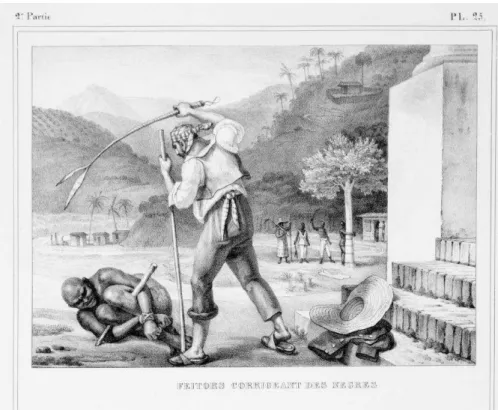 Figura 14 - DEBRET, Jean Baptiste. Feitor Corrigindo Escravo. 1828. Litografia. 