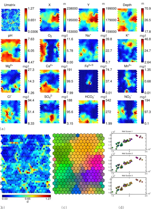 Fig. 8. Results of the SOM-analysis of the hydrochemical data set.