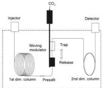 Figure 1.12. Schematic design of a comprehensive two-dimensional gas chromatograph  including LCMS modulator