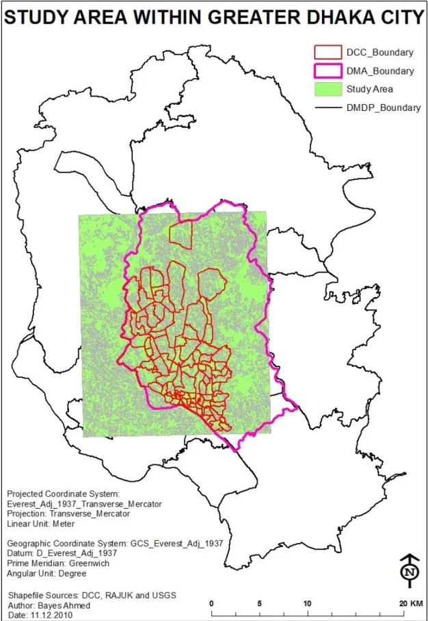 Figure 1.4: Location of the Study Area within Greater Dhaka City 