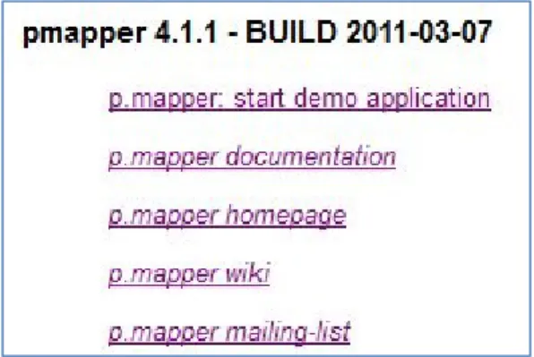 Figura 12: Caso o pmapper esteja bem instalado ao digitar http://localhost encontrará o pmapper  na lista das aplicações existentes 