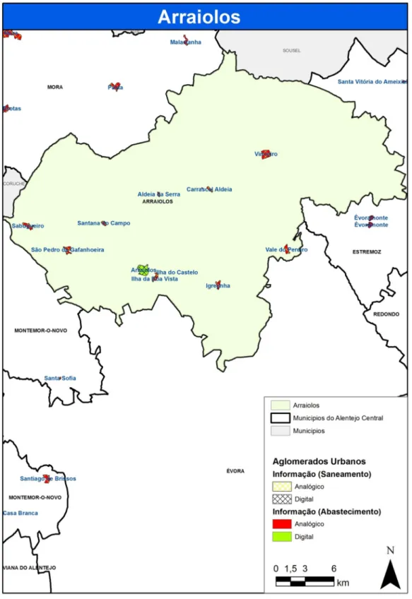 Figura 7 – Representação geográfica da fase de diagnóstico para o município de Arraiolos 