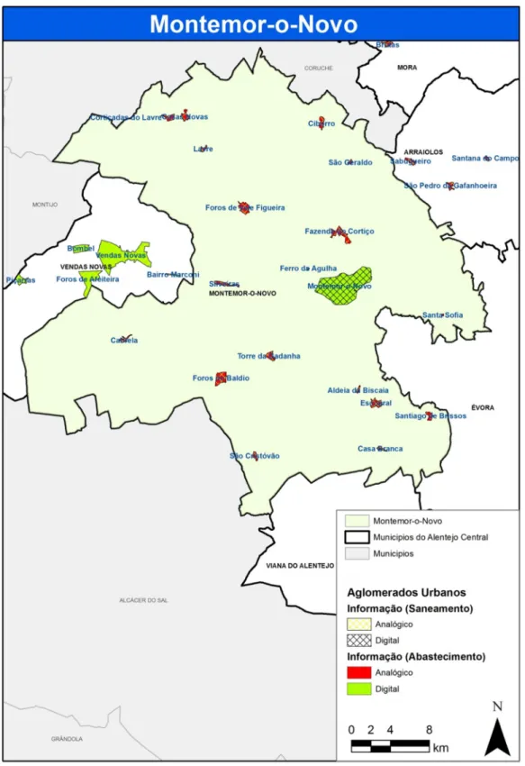 Figura 10 – Representação geográfica da fase de diagnóstico para o município de Montemor-o-Novo 