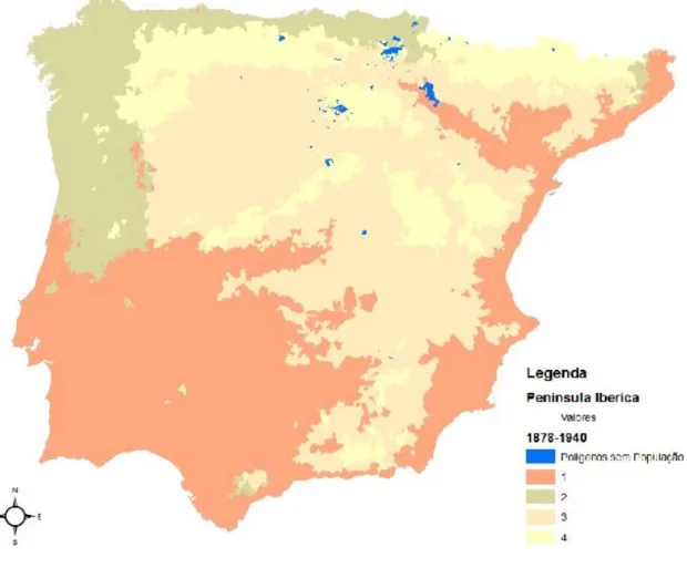 Figura 5 - Mapa dos clusters obtidos com os dados referentes à província de Madrid no período  1878-1940 
