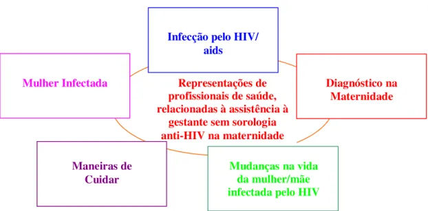 FIGURA  1:  Categorias  organizadoras  das  representações  de  profissionais  de  saúde  relacionadas à assistência à gestante sem sorologia anti-HIV na maternidade 