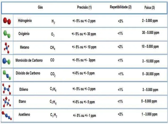 Figura 3.8 – Gases monitorados pelo equipamento de análise de gases (SIEMENS, 2012) 