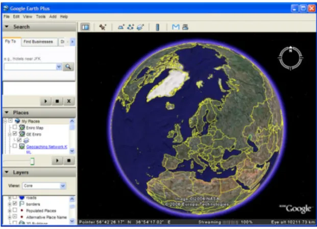 Figure 2: Google Earth allows the visualization of three-dimensional Earth surface. 