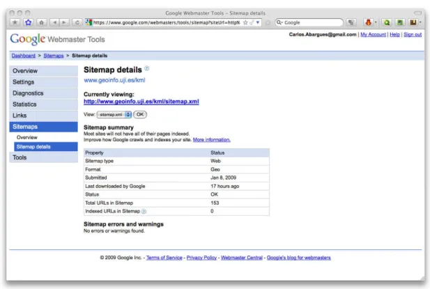 Figure 5: Sitemap.xml file's details displayed using Google Webmaster Tools 