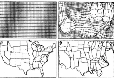 Figure 11 shows on the left the original map space and on the right the cartogram  space