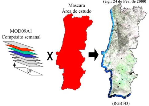 Figura 3.3 –  Limitação da área de estudo através da aplicação de uma máscara  