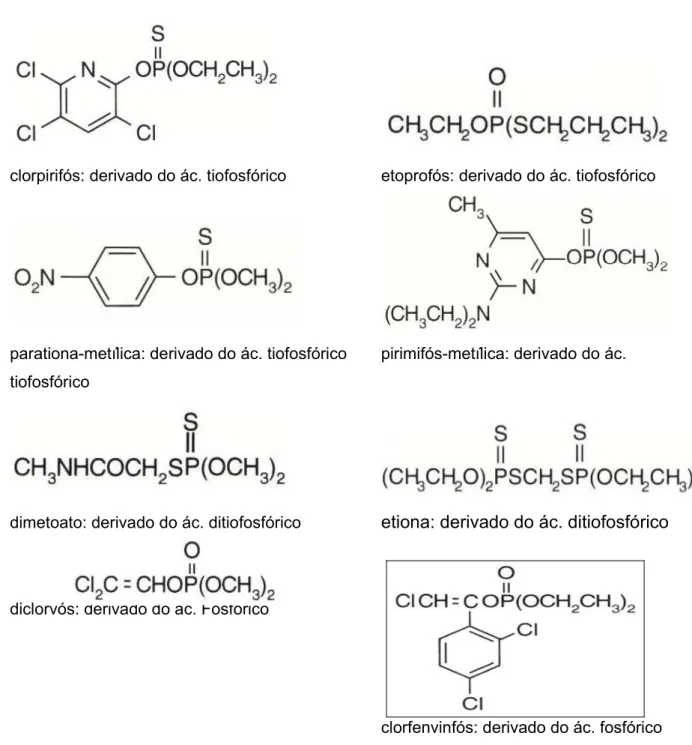 Figura 4: Estruturas químicas dos inseticidas organofosforados analisados