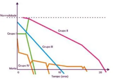 Figura 3 - Trajetórias das diferentes categorias de doenças com necessidades paliativas em  pediatria 