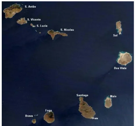 Figura 10: O Arquipélago de Cabo Verde (imagem satélite em Dezembro  2002) 
