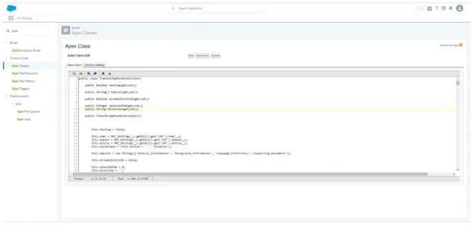 Figura 9  –  Ambiente de desenvolvimento Visualforce no browser 