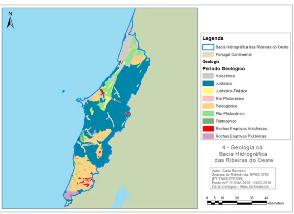 Figura 11 – Geologia na Bacia Hidrográfica das Ribeiras do Oeste 