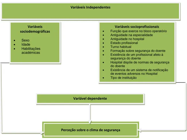 Figura 1 – Representação esquemática da relação prevista entre as variáveis estudadas 