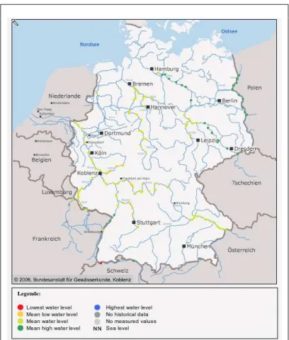 Figure 7: Flow and level stations at Germany available in the BfG portal