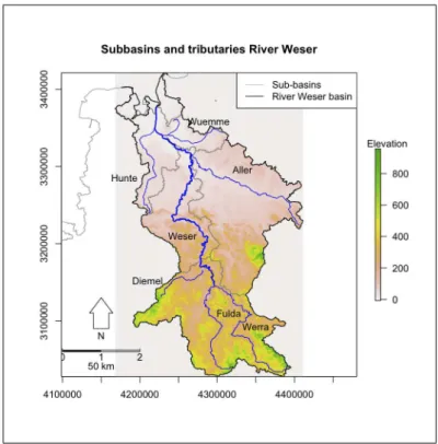 Figure 12: River Weser subbasin and tributaries