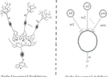 Figura 8 - Redes neuronais: biológica e artificial 