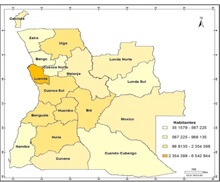 Figura 1: Distribuição da população residente, por província, em 2014 