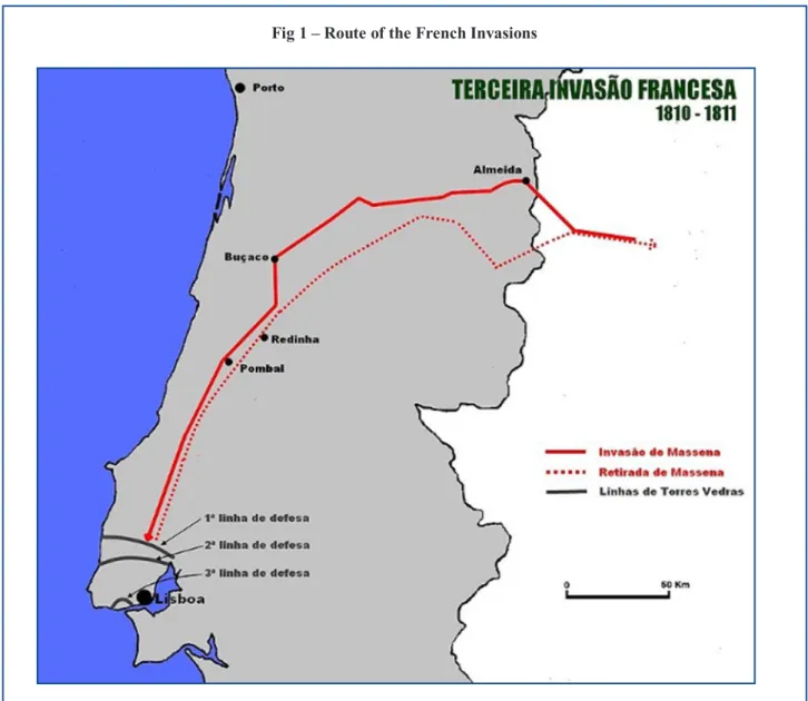 Fig 1 – Route of the French Invasions 