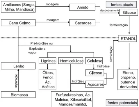 Figura 3. 1: Diferentes processos de produção de etanol 