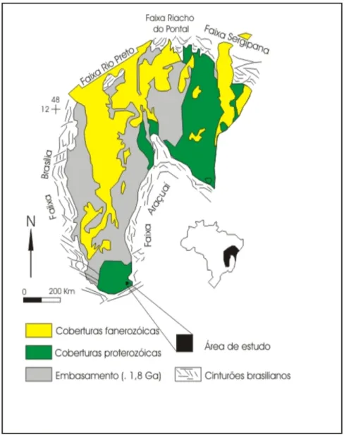 Fig. 3-4 Mapa Simplificado do Cratón do São Francisco (modificado de ALKMIM, 2004) 