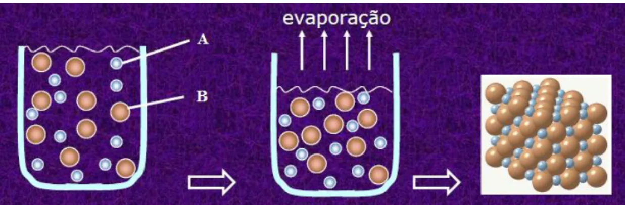 Figura 11 –  Representação simplificada do processo de crescimento por evaporação do solvente