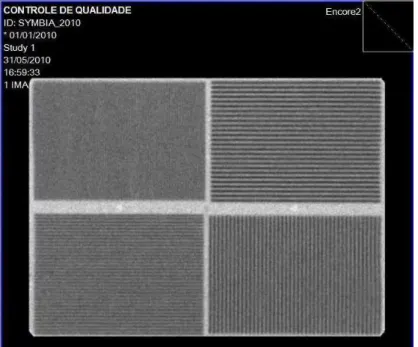 Figura 5: Imagem adquirida nos testes de resolução extrínseco utilizando  de barras. 