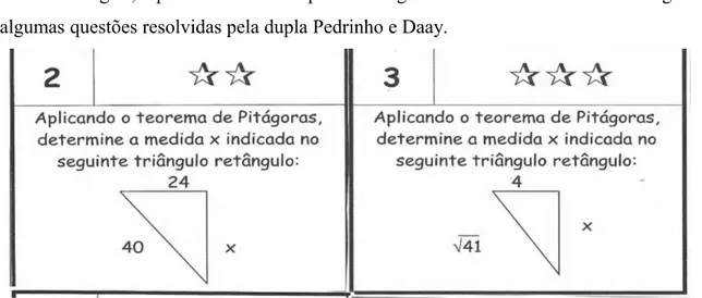 Figura 3 – Fichas para gincana de Pitágoras