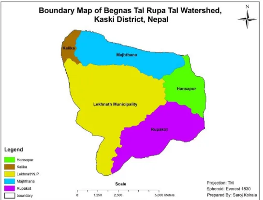 Figure 2: Boundary Map of Begnas Tal Rupa Tal Watershed