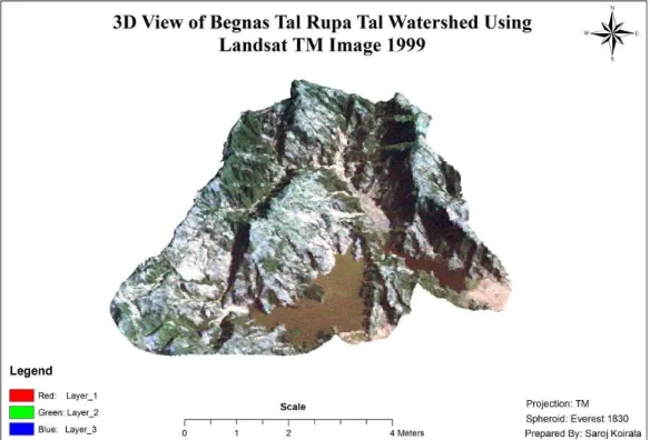 Figure 3: 3D View of Begnas Tal Rupa Tal Watershed 