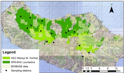 Figure 3: BIOBASE data distribution and sampling stations within the study area. 