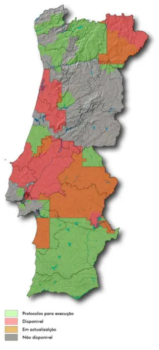 Figura  11:  Situação  da  cobertura  da  Série  Cartográfica  Nacional  1:10  000  em  2007