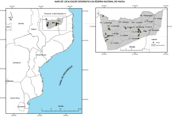 Figura 1 - Mapa de Localização Geográfica da Reserva Nacional do Niassa 
