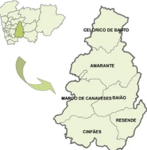 Figura 2. Mapa da área de intervenção do ACeS Tâmega I - Baixo Tâmega 