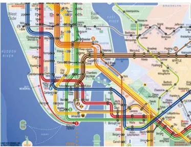Figure 2.5 Example of hybrid transit map (New York Kick Map 2007). 