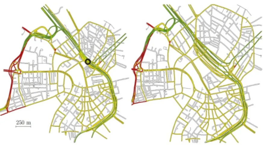 Figure 2.6 Variable scaled map of Boston's road map. (Haunert &amp; Sering, 2011) 