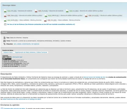 Figure 3.1: Euskadi Open Data Infrastructure view displaying the information of a dataset.