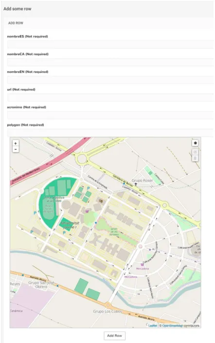Figure 4.6: In a dataset view, we can add a new value in a dataset. Each value depends on the structure of the dataset previously created.