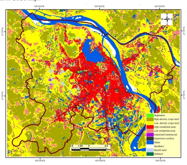 Figure 2: Land use land cover map of Hanoi inner city in 2003 